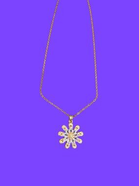 Flower Rhinestone Necklace~ 18 inch